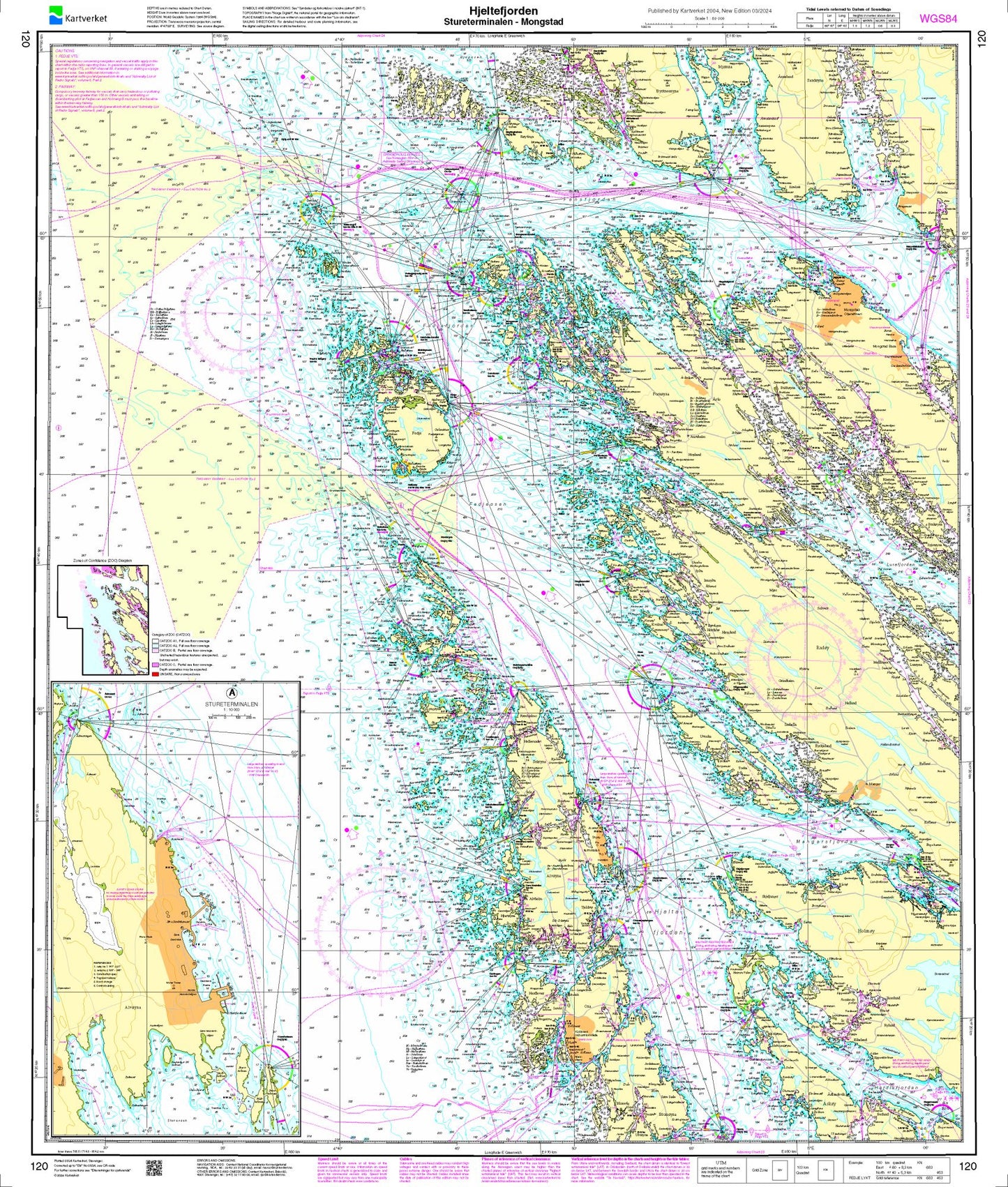 Hjeltefjorden. Stureterminalen - Mongstad - 120 - Norway Kartverket Nautical Charts