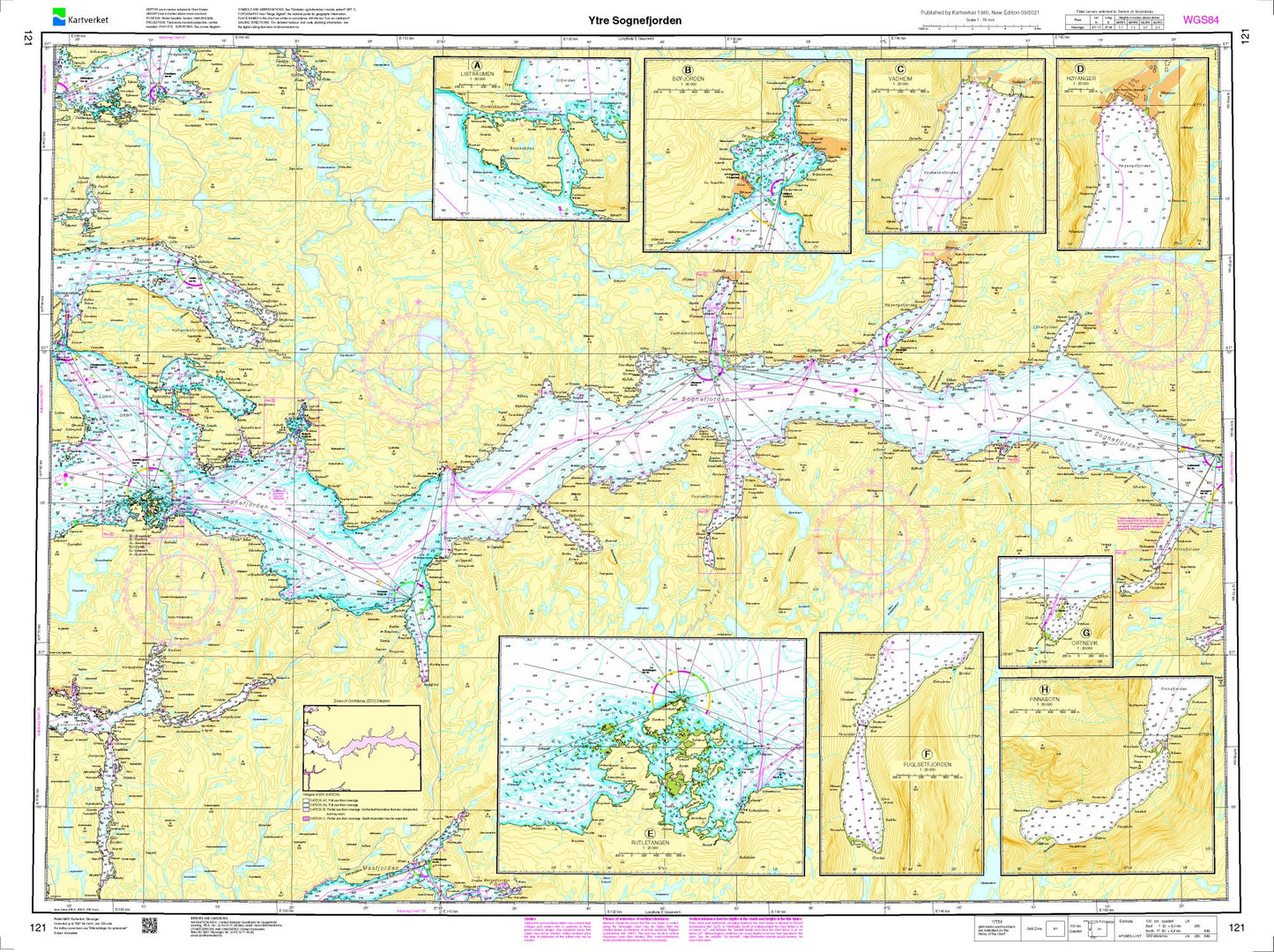 Ytre Sognefjorden - 121 - Norway Kartverket Nautical Charts