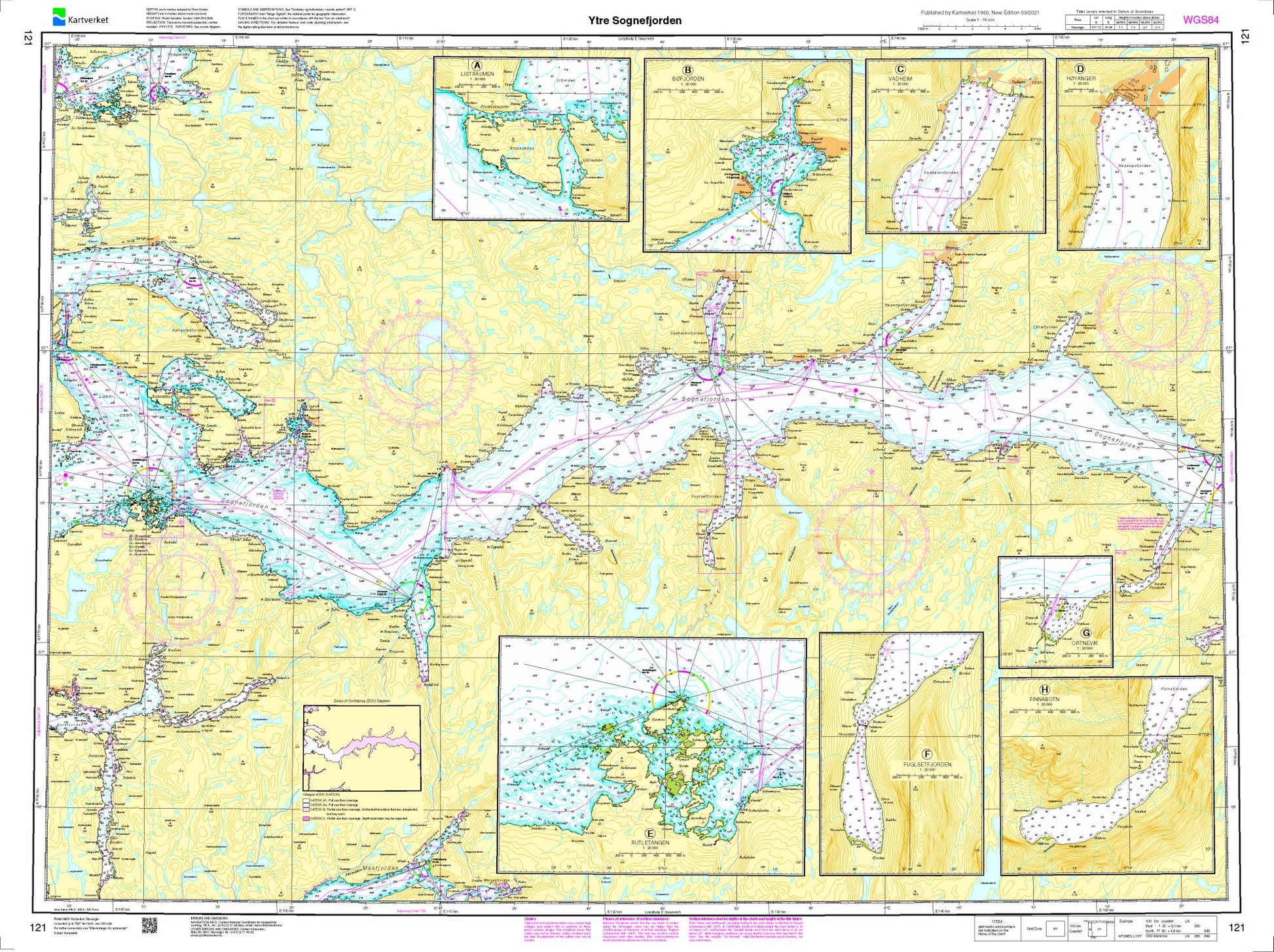 Ytre Sognefjorden - 121 - Norway Kartverket Nautical Charts