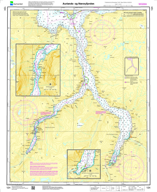 Aurlands- og Nærøyfjorden - 124 - Norway Kartverket Nautical Charts