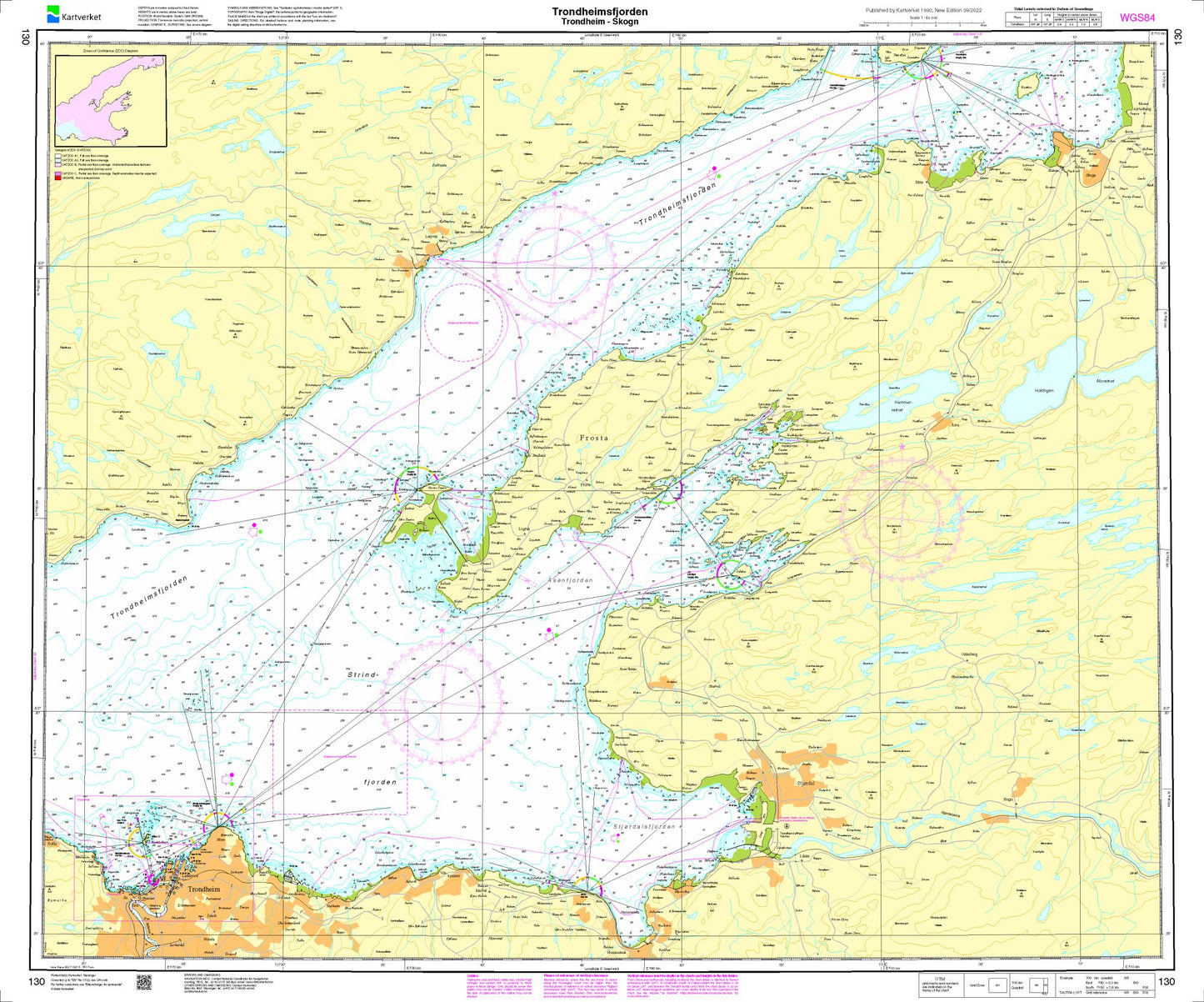 Trondheimsfjorden, Trondheim-Skogn - 130 - Norway Kartverket Nautical Charts