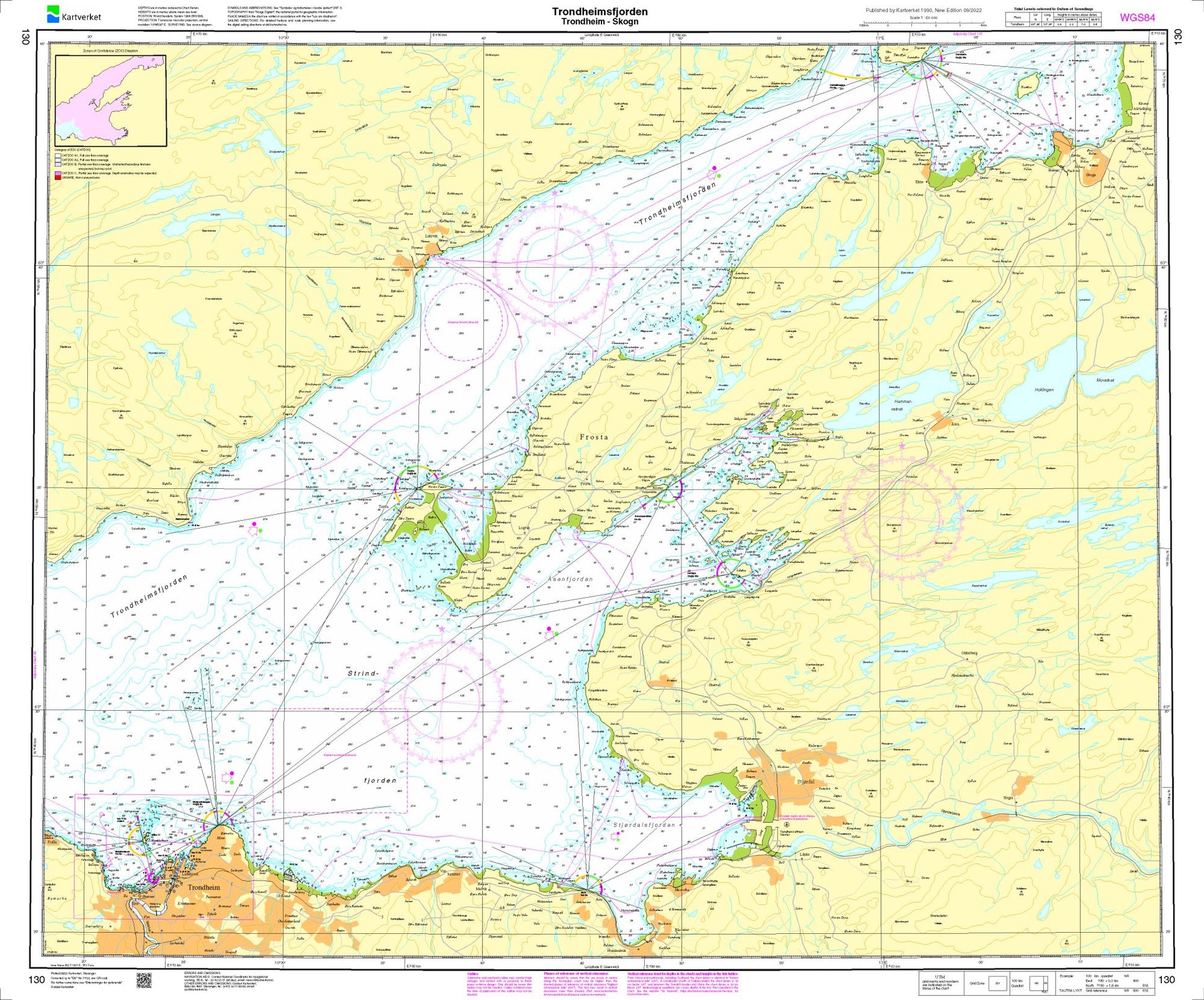 Trondheimsfjorden, Trondheim-Skogn - 130 - Norway Kartverket Nautical Charts