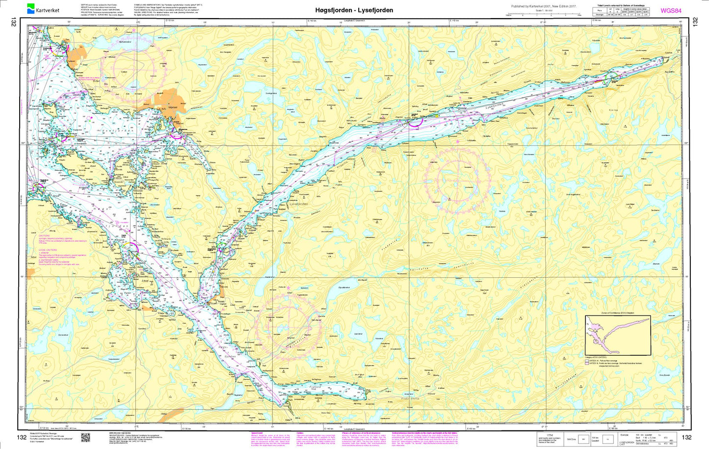 Høgsfjorden - Lysefjorden - 132 - Norway Kartverket Nautical Charts