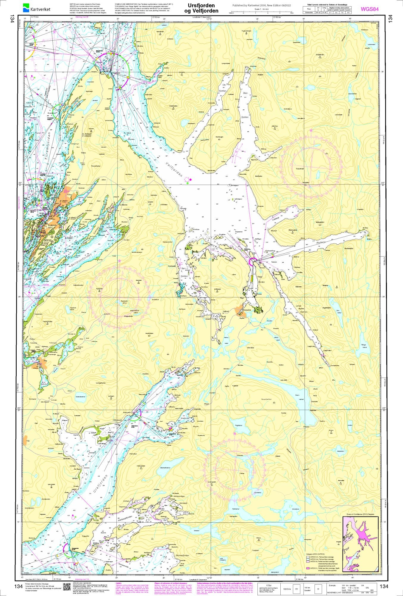 Ursfjorden og Velfjorden - 134 - Norway Kartverket Nautical Charts