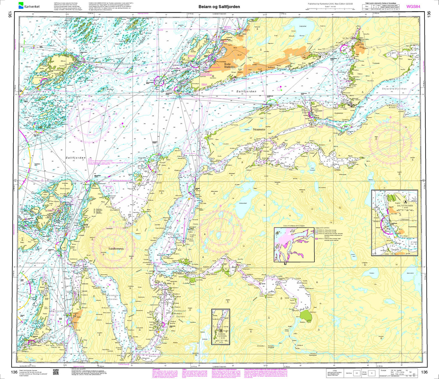 Beiarn og Saltfjorden - 136 - Norway Kartverket Nautical Charts