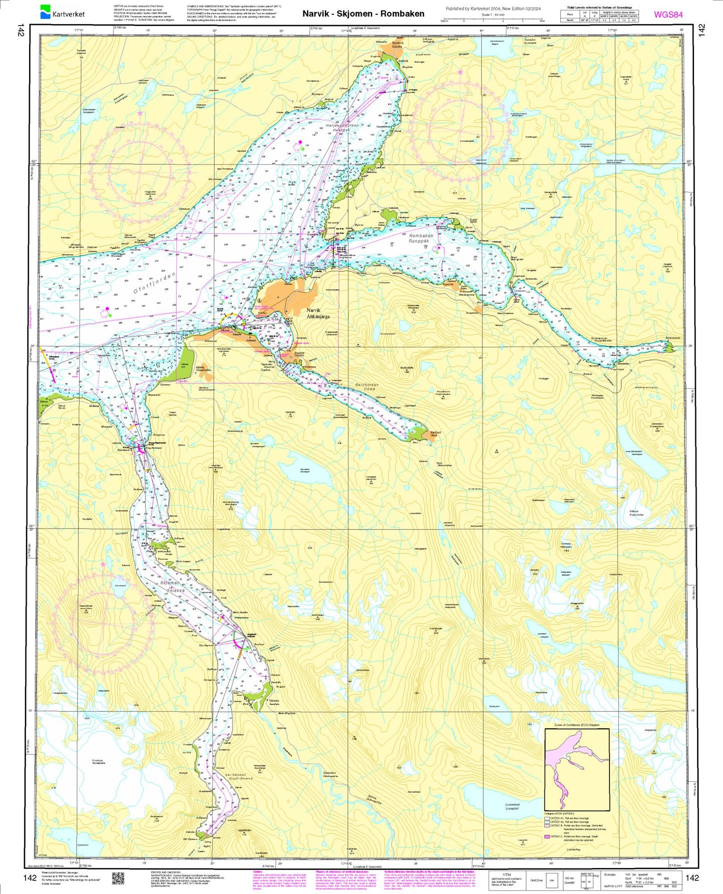 Narvik - Skjomen - Rombaken - 142 - Norway Kartverket Nautical Charts