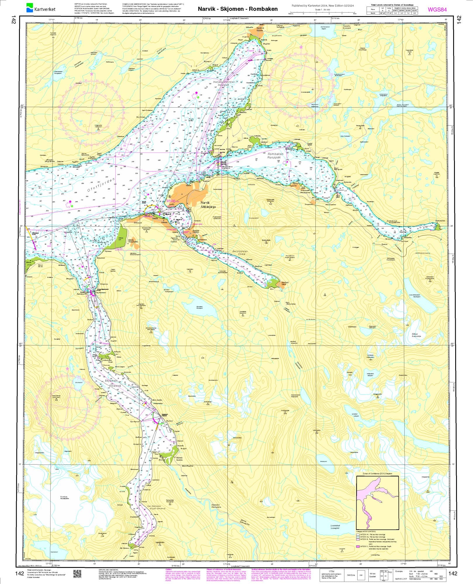 Narvik - Skjomen - Rombaken - 142 - Norway Kartverket Nautical Charts