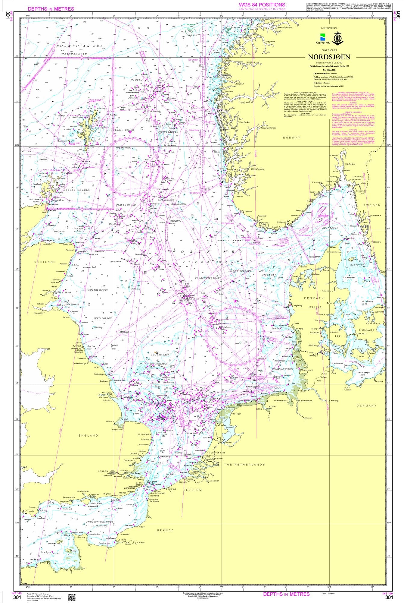 Nordsjøen - 301 - Norway Kartverket Nautical Charts