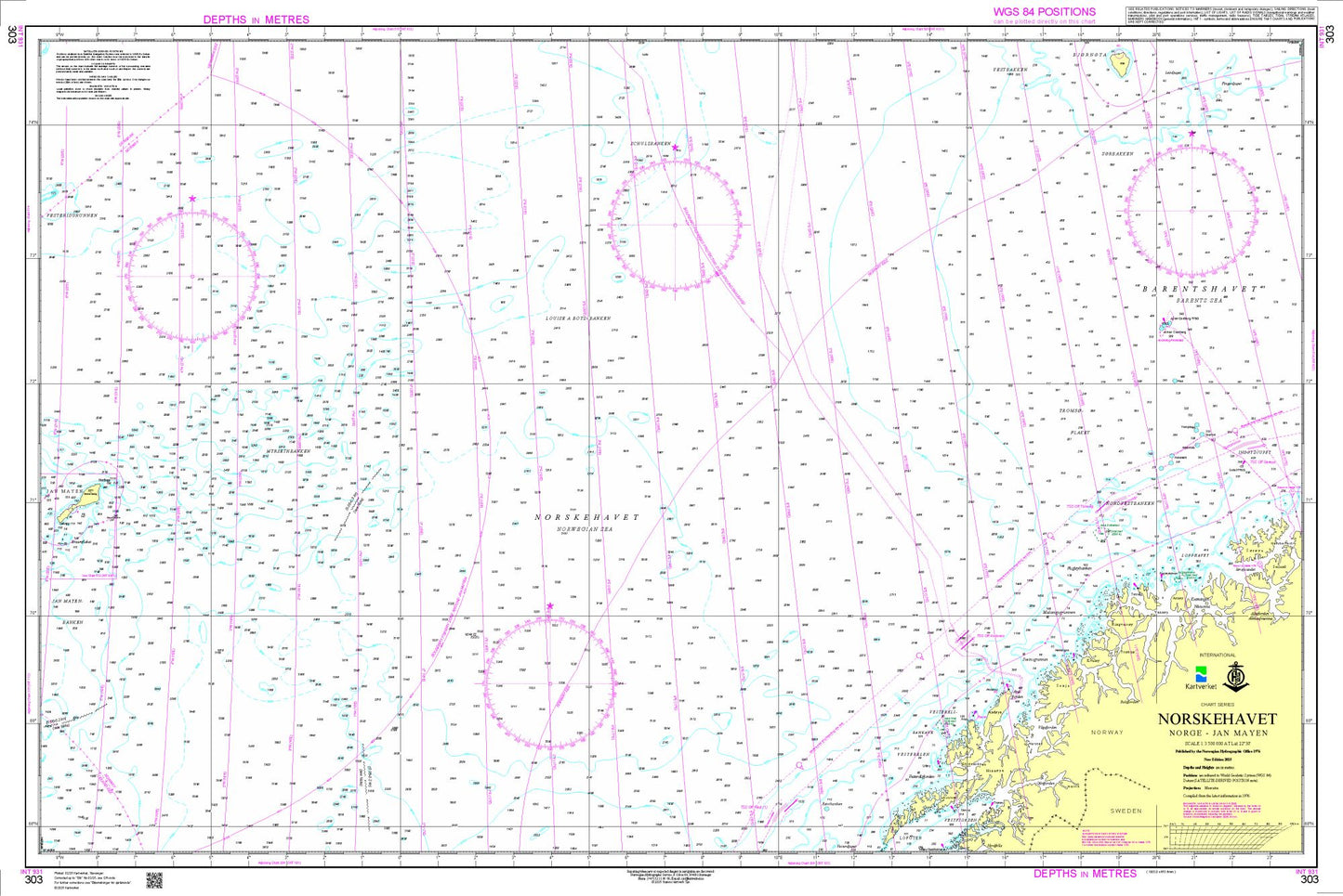 Norskehavet, Norge - Jan Mayen - 303 - Norway Kartverket Nautical Charts