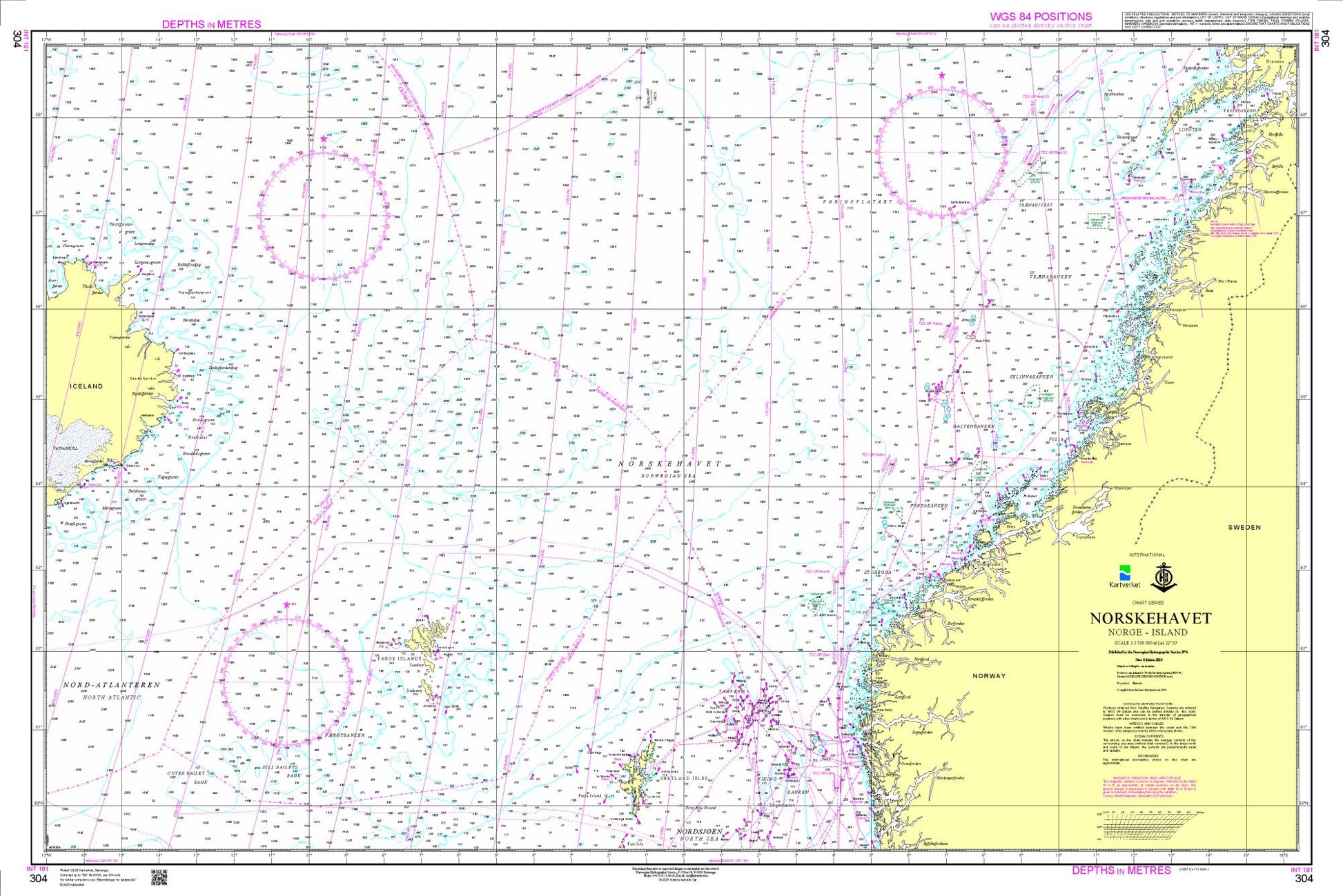 Norskehavet, Norge - Island - 304 - Norway Kartverket Nautical Charts