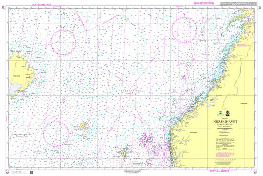 Norskehavet, Norge - Island - 304 - Norway Kartverket Nautical Charts