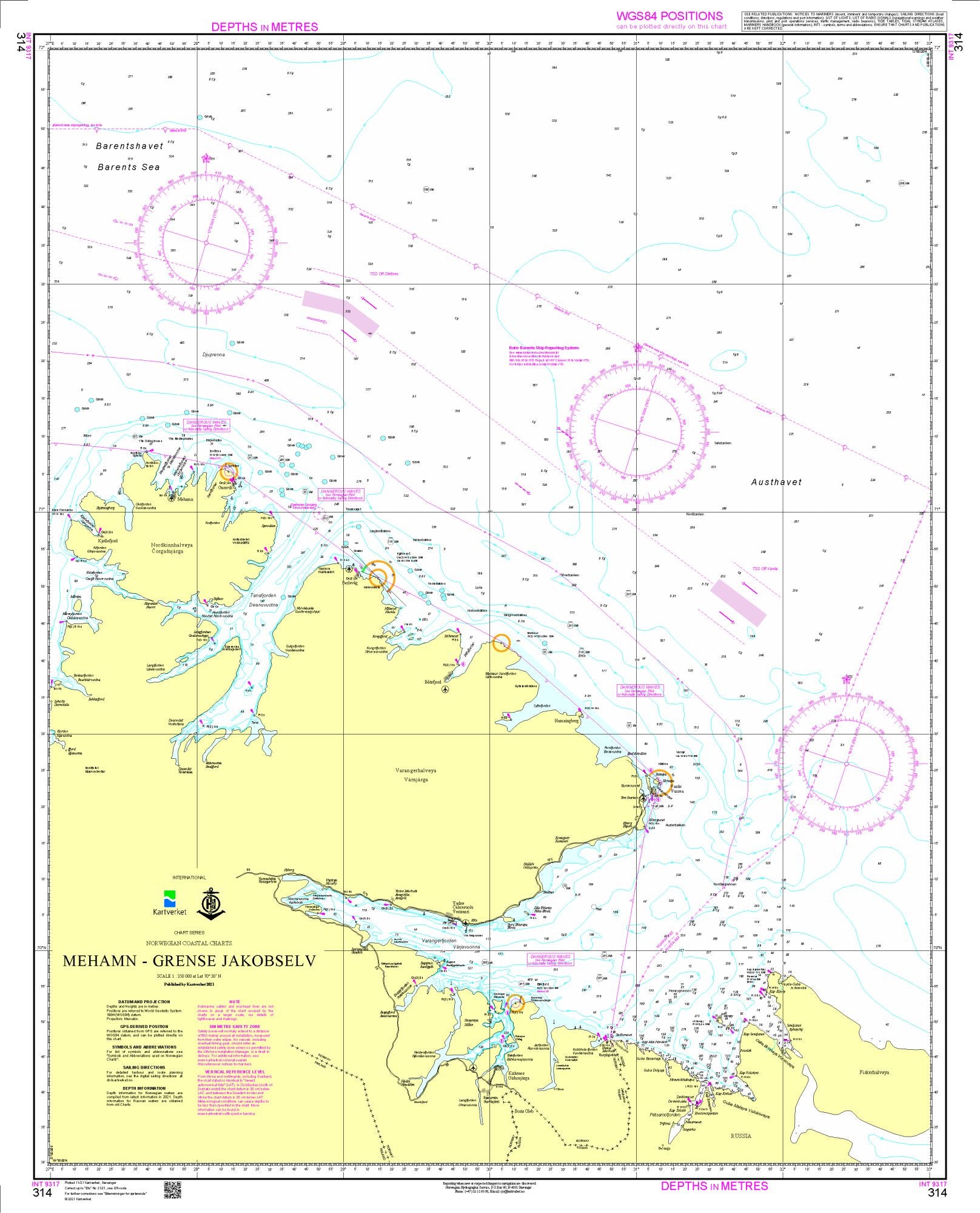 Mehamn – Grense Jakobselv - 314 - Norway Kartverket Nautical Charts