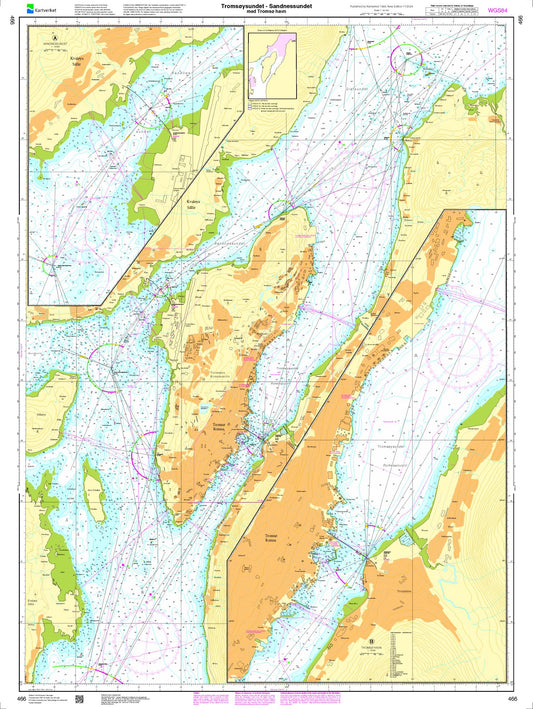 Tromsøysundet - Sandnessundet med Tromsø havn - 466 - Norway Kartverket Nautical Charts