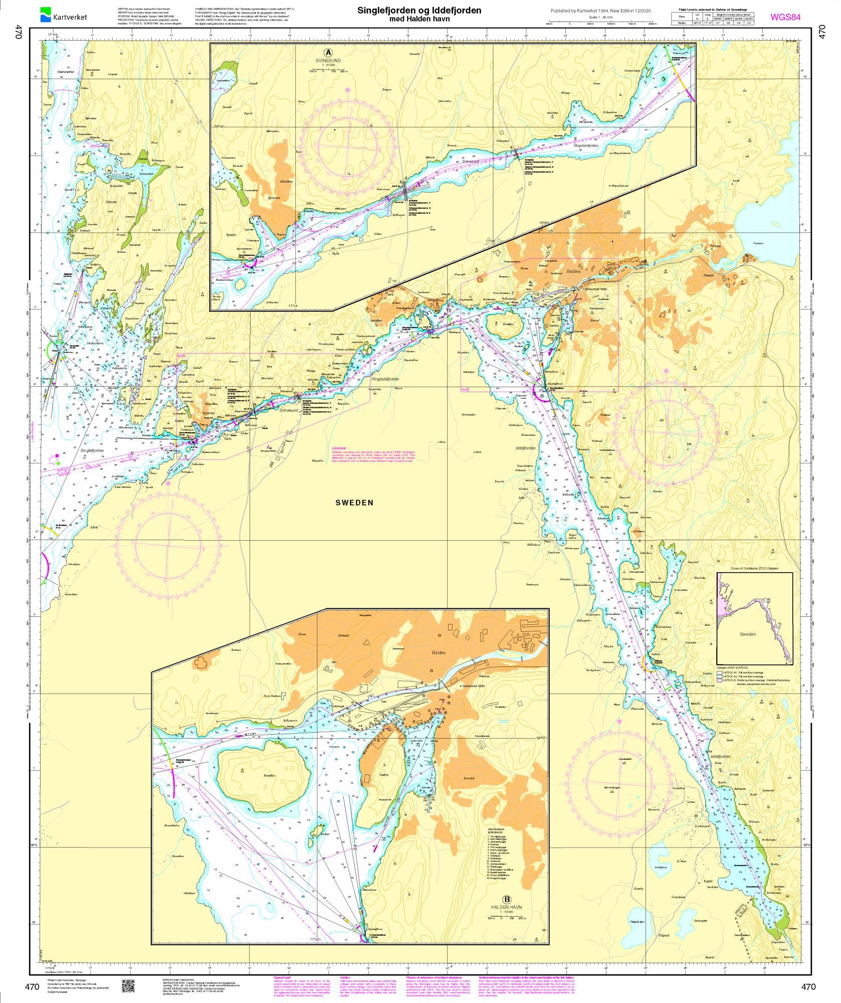 Singlefjorden, Iddefjorden med Halden havn - 470 - Norway Kartverket Nautical Charts
