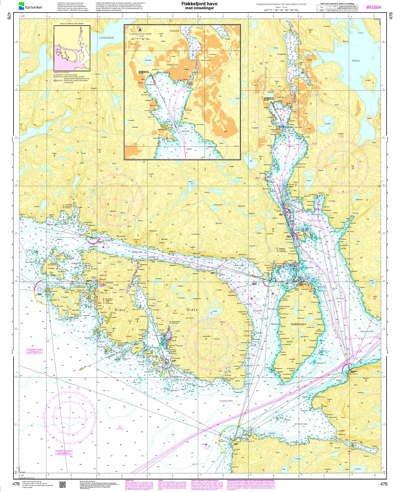 Flekkefjord havn med innseilinger - 478 - Norway Kartverket Nautical Charts