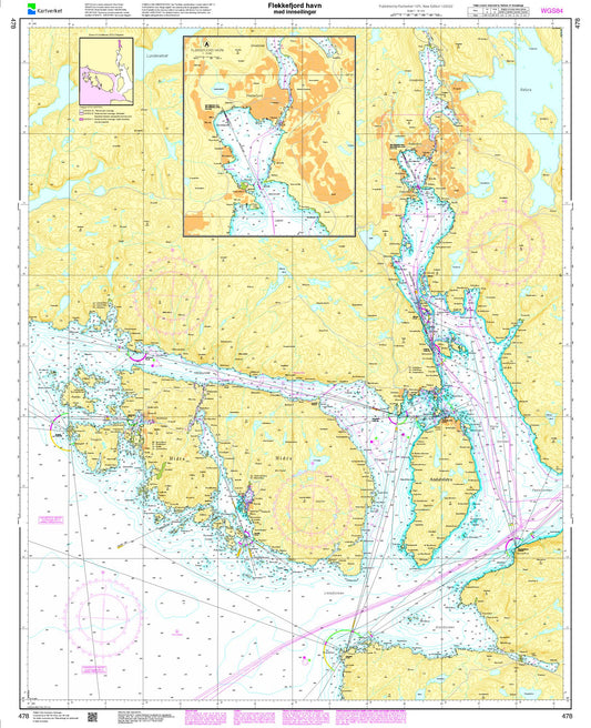 Flekkefjord havn med innseilinger - 478 - Norway Kartverket Nautical Charts