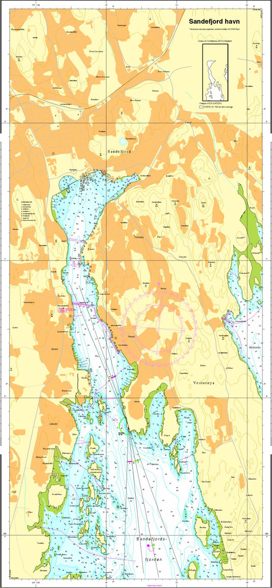 Larvik havn - Sandefjord havn - 480 - Norway Kartverket Nautical Charts