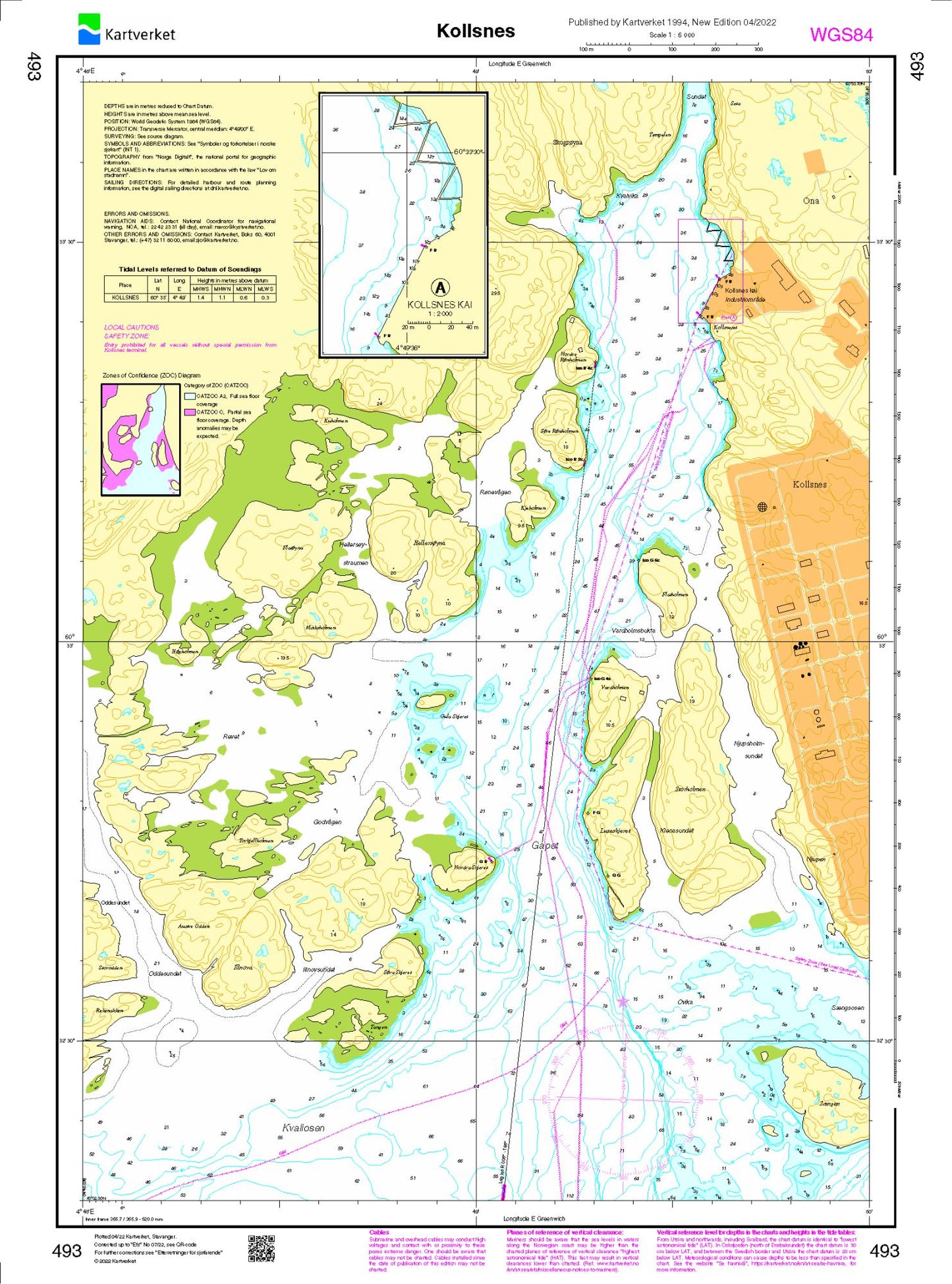 Kollsnes - 493 - Norway Kartverket Nautical Charts