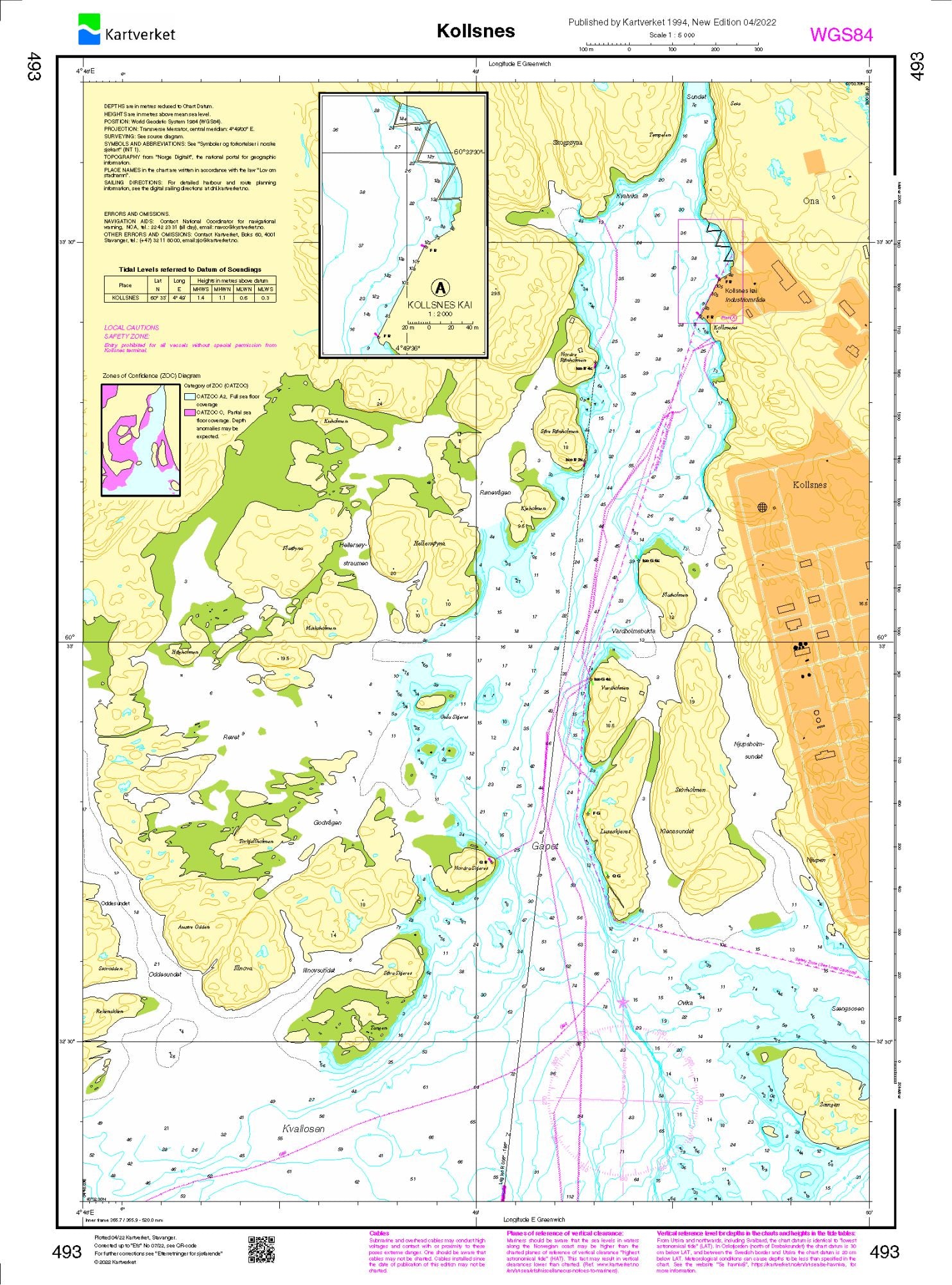 Kollsnes - 493 - Norway Kartverket Nautical Charts