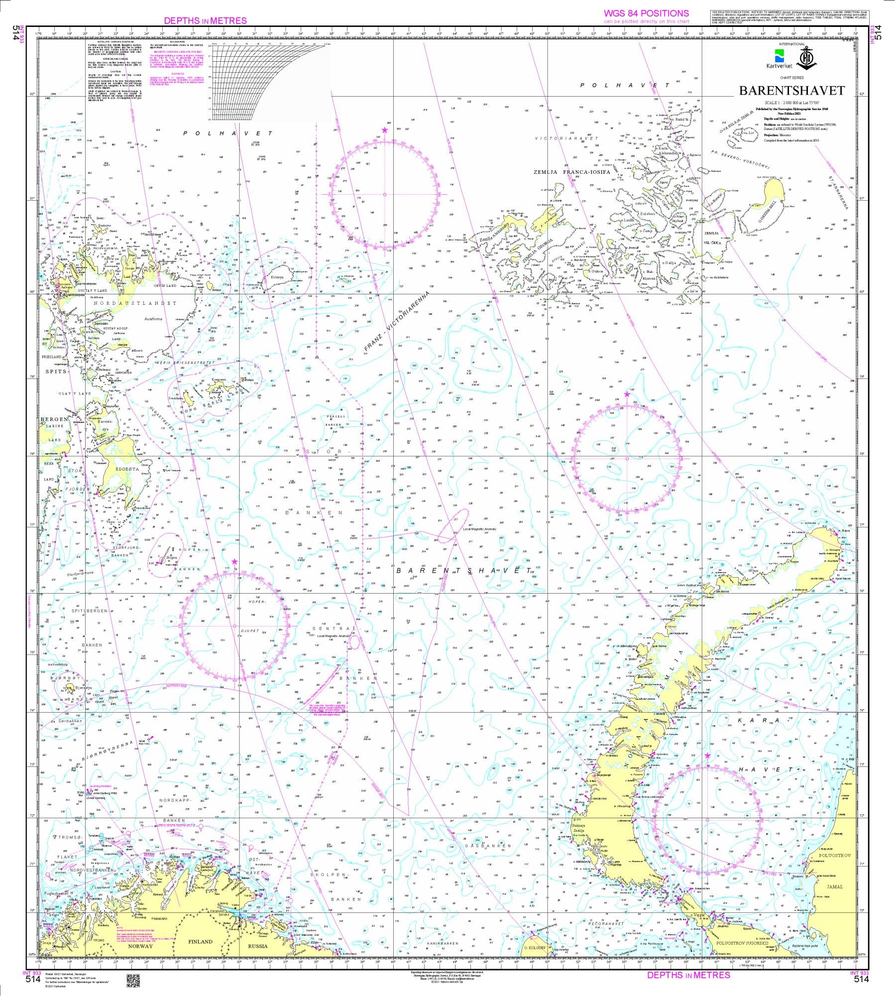 Barentshavet - 514 - Norway Kartverket Nautical Charts