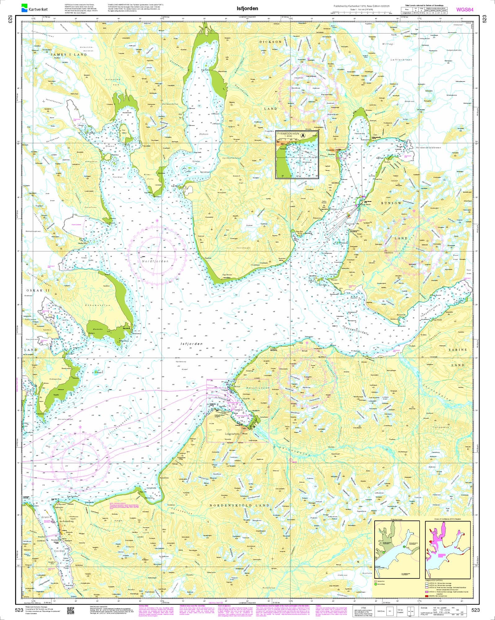Isfjorden - 523 - Norway Kartverket Nautical Charts