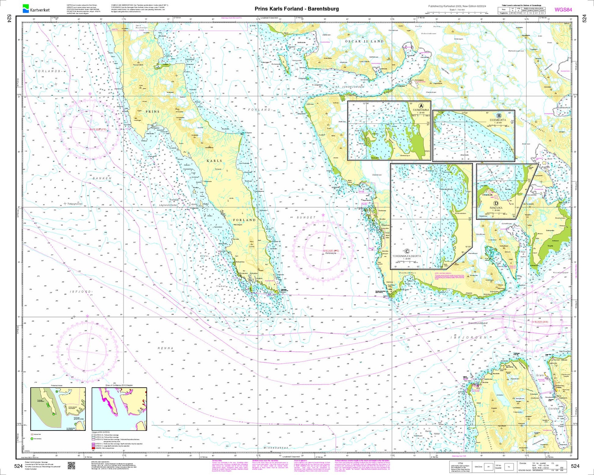 Prins Karls Forland - Barentsburg - 524 - Norway Kartverket Nautical Charts