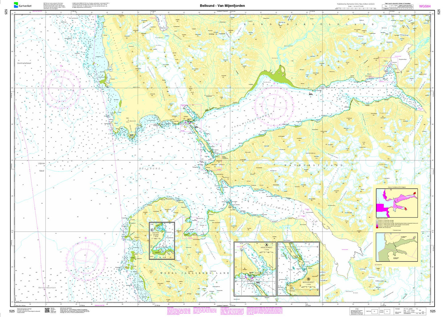 Bellsund - van Mijenfjorden - 525 - Norway Kartverket Nautical Charts