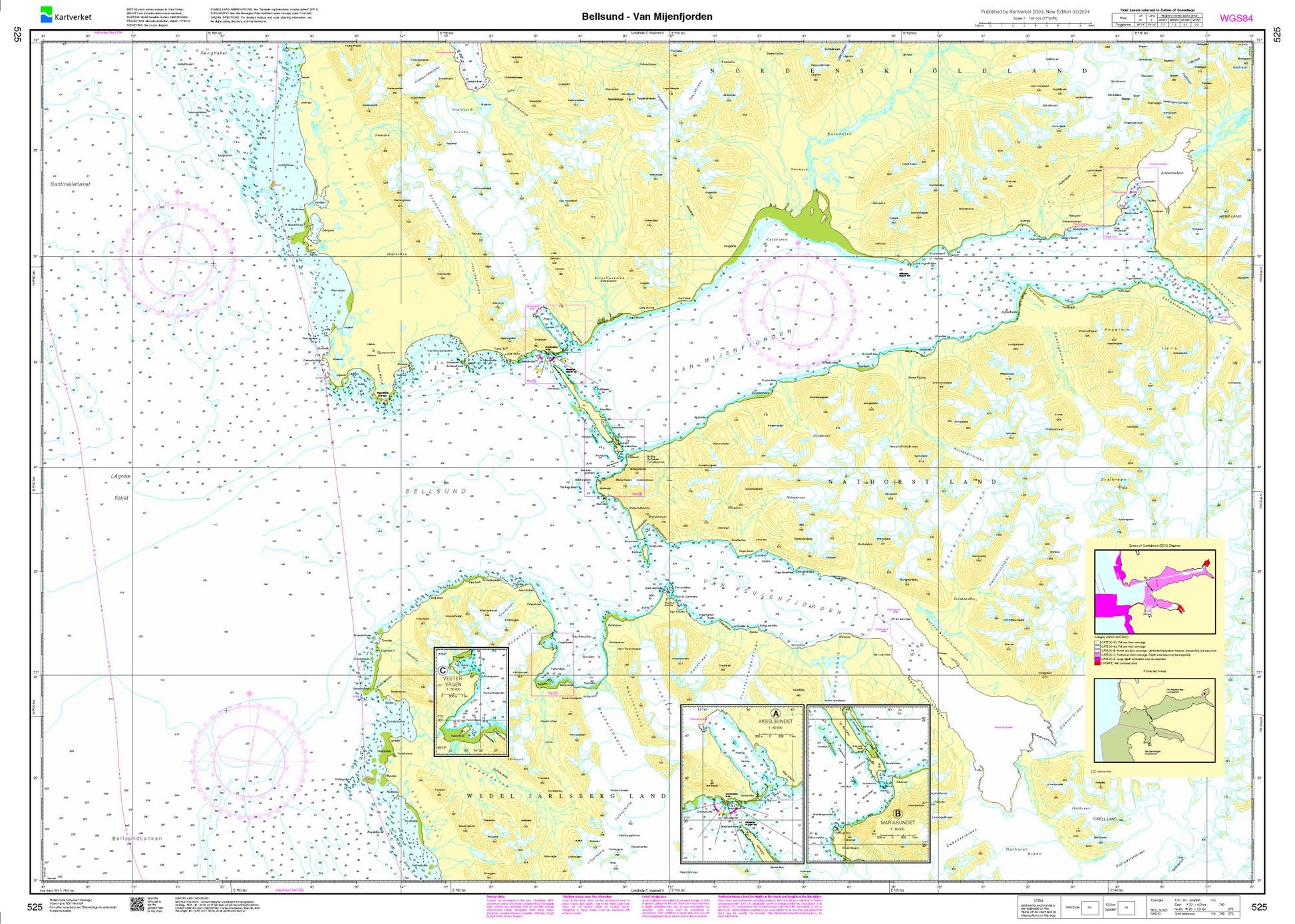 Bellsund - van Mijenfjorden - 525 - Norway Kartverket Nautical Charts
