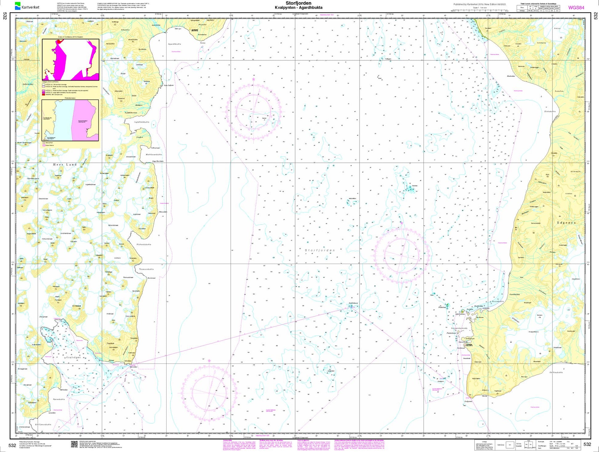 Storfjorden, Kvalpynten - Agardhbukta - 532 - Norway Kartverket Nautical Charts