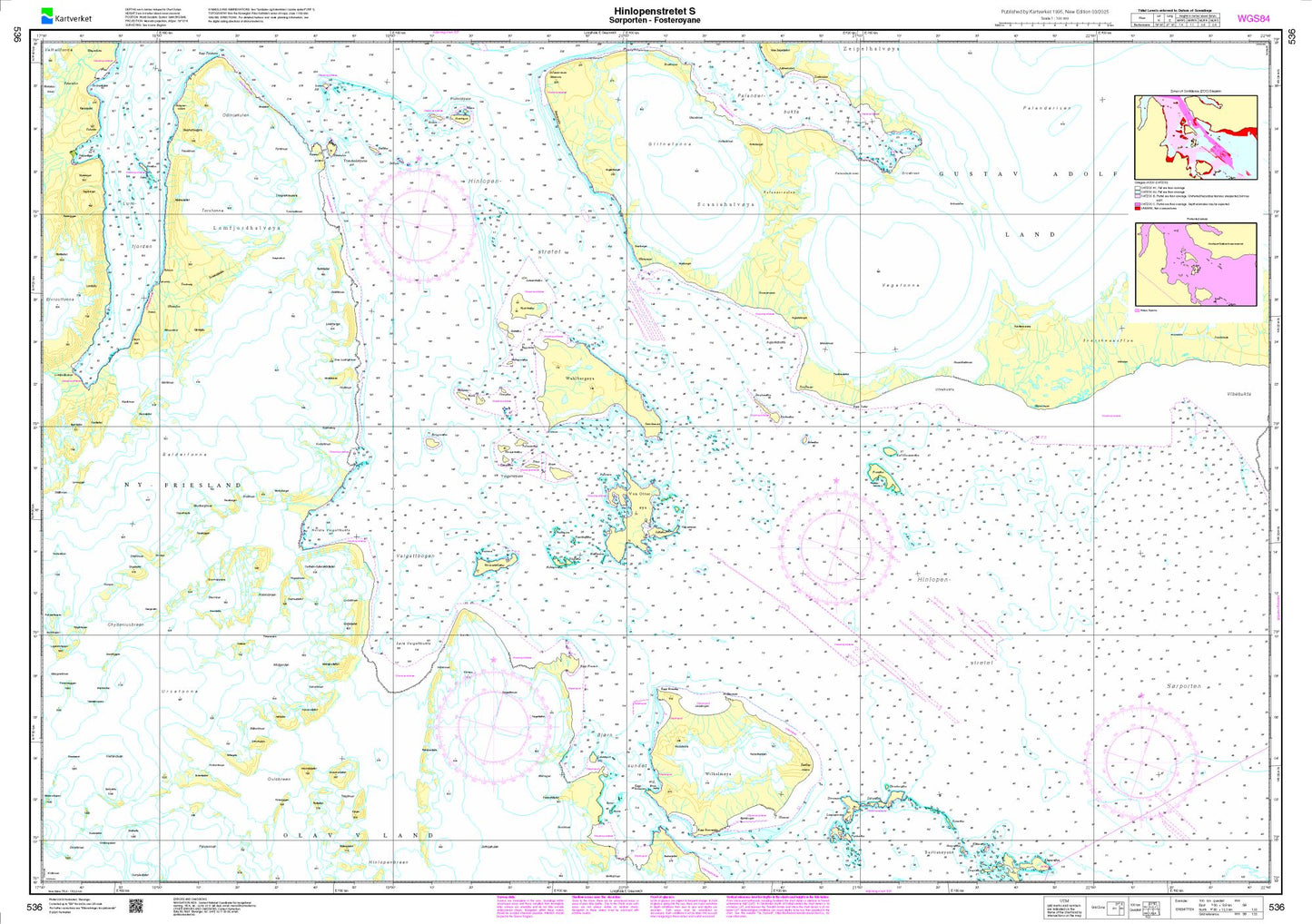 Hinlopenstretet S. Sørporten - Fosterøyane - 536 - Norway Kartverket Nautical Charts