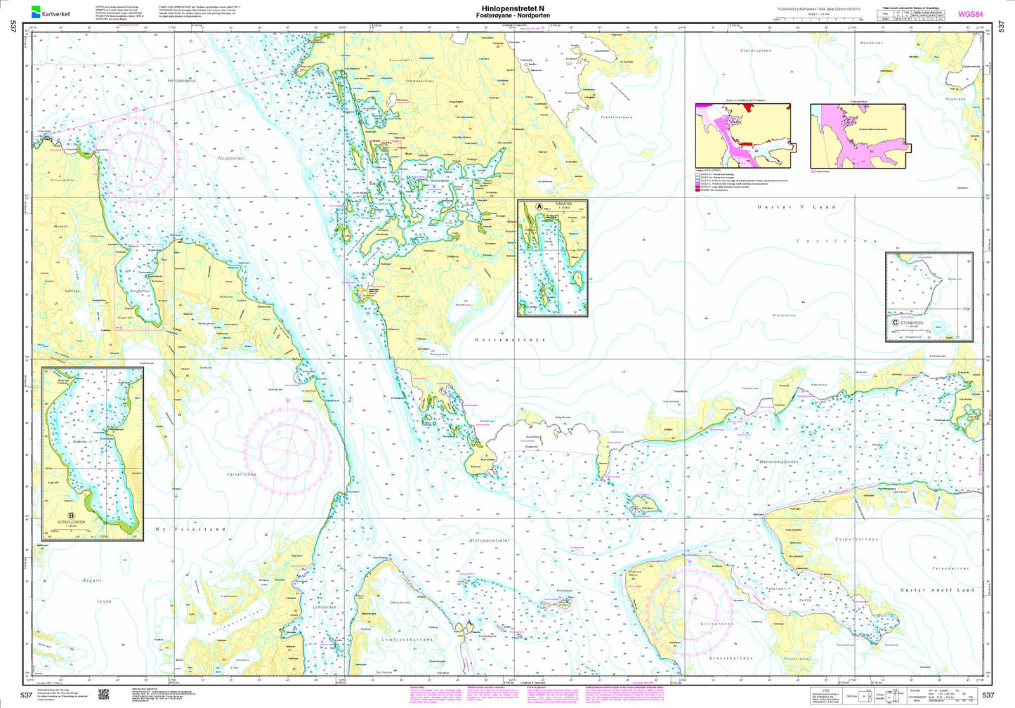 Hinlopenstretet N. Fosterøyane - Nordporten - 537 - Norway Kartverket Nautical Charts