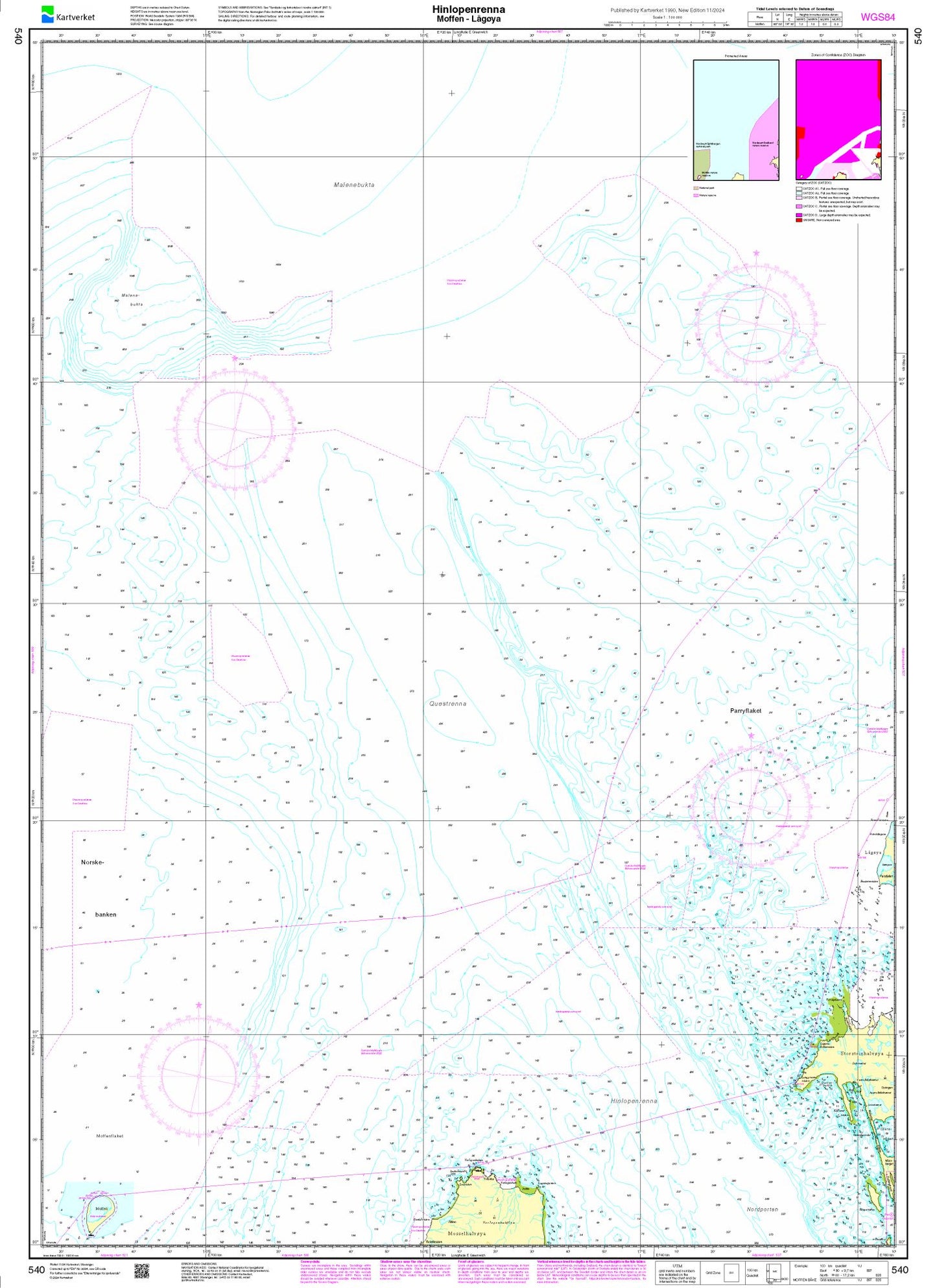 Hinlopenrenna. Moffen - Lågøya - 540 - Norway Kartverket Nautical Charts
