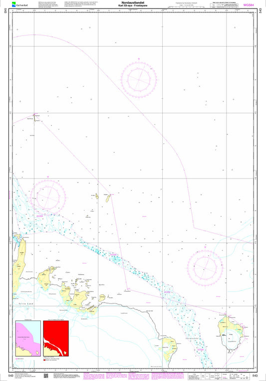 Nordaustlandet. Karl XII-øya – Frostøyane - 543 - Norway Kartverket Nautical Charts