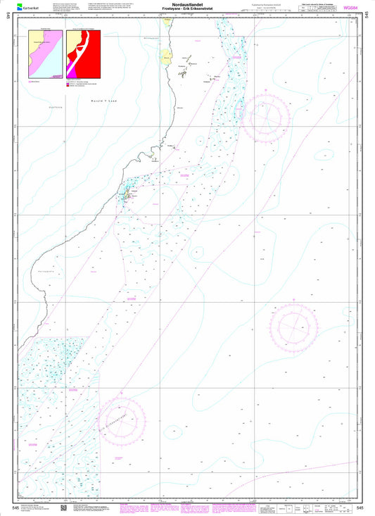 Nordaustlandet. Frostøyane – Erik Eriksenstretet - 545 - Norway Kartverket Nautical Charts