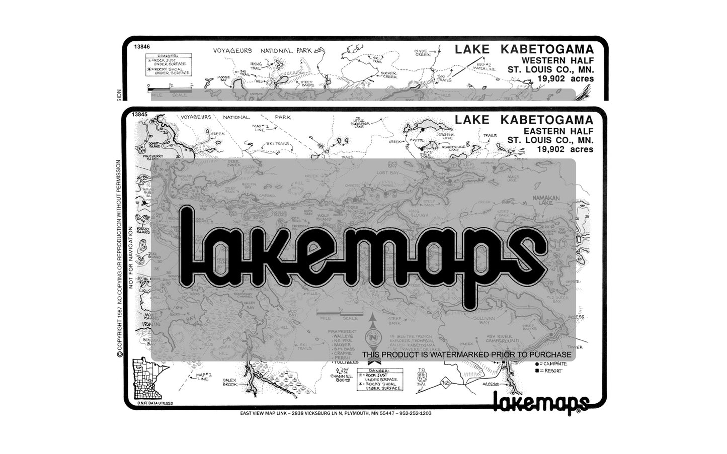 St. Louis County, MN - Kabetogama Lake - MAP PACK - Lakemap - 13820