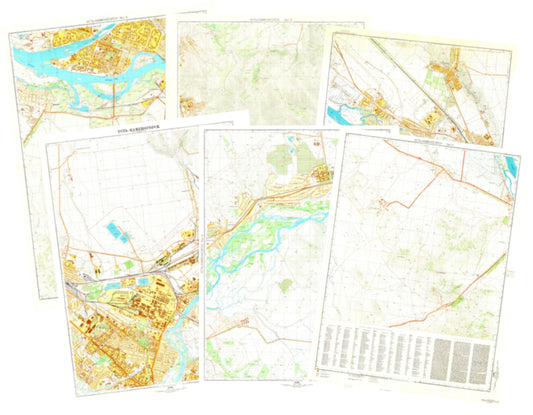 Ust-Kamenogorsk (Kazakhstan) 6-Sheet Map Set - Soviet Military City Plans